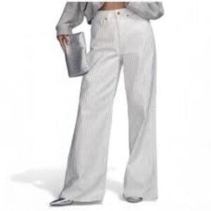 Good American Good Ease Relaxed Rhinestone Pinstriped Jeans Sz 10/30 - $259 MSRP